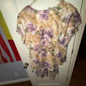 R&M Richards Purple and Tan Lace 2 piece set